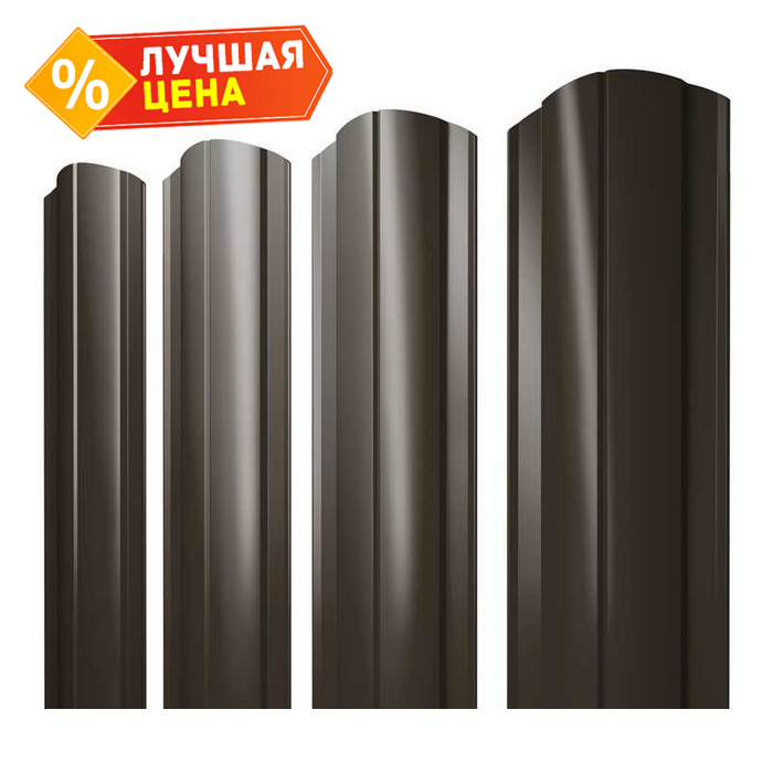 Штакетник Круглый фигурный Grand Line 0,45 Drap RR 32 Темно-Коричневый